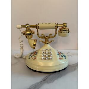 Vtg “The Empress” Princess Phone with Flowers American Telecommunications Co.